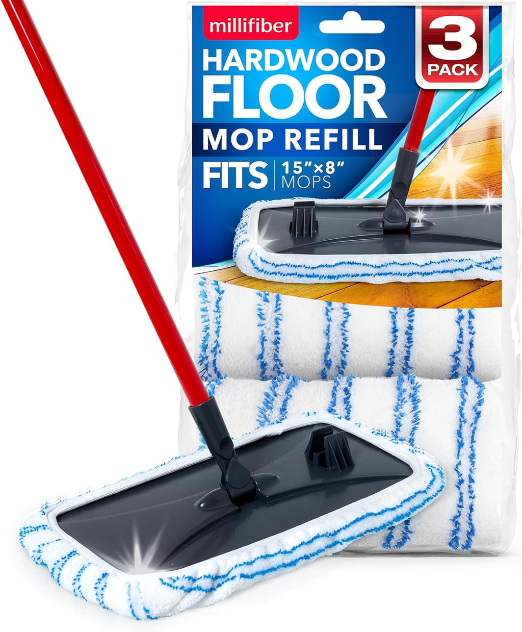 Microfiber Mop Refills 15x8 Inches, 3-Pack (Mop is Not Included)