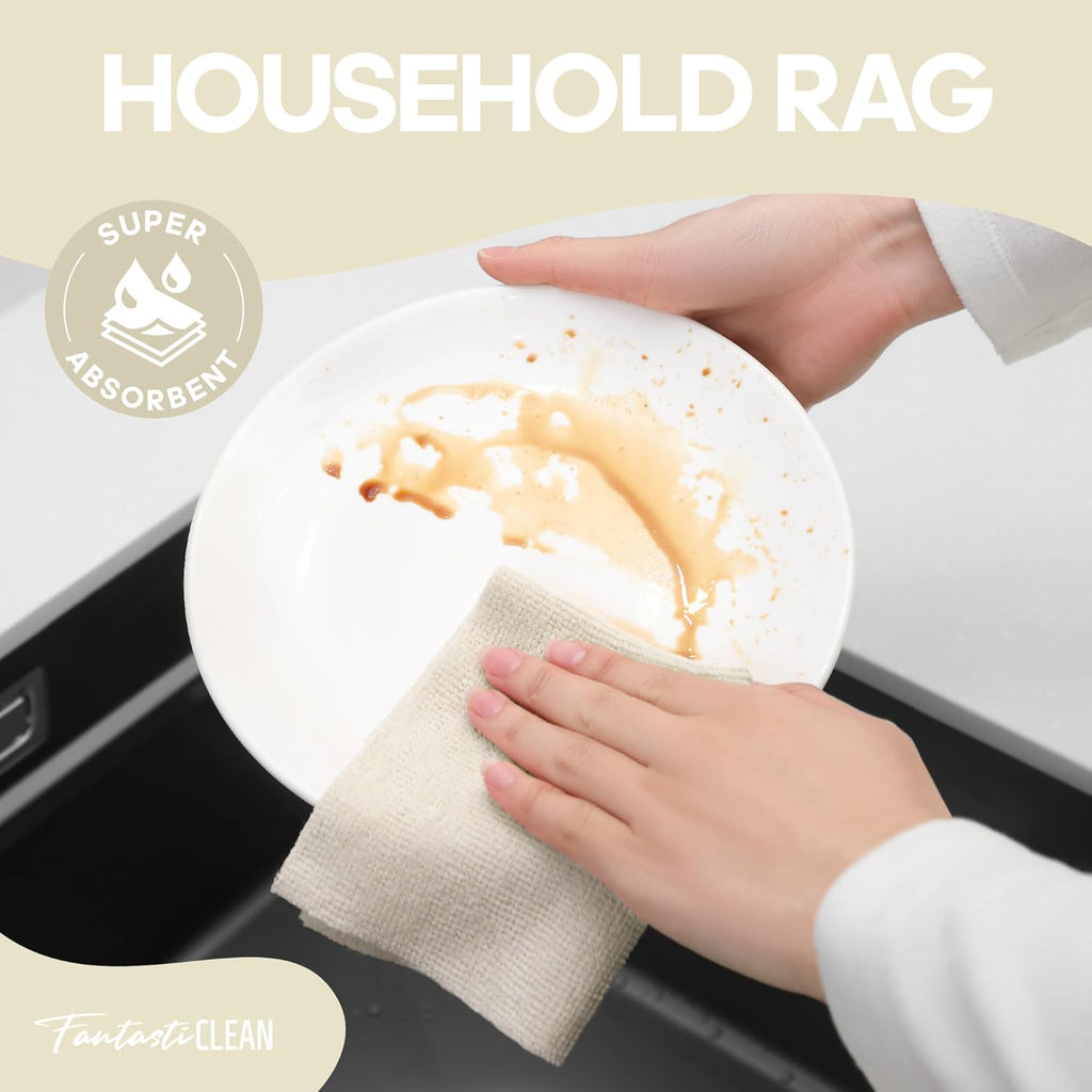 Fantasticlean Microfiber Cleaning Cloth Roll 4 Rolls 240 Pack, Tear Away Paperless Towels, 8" x 8"