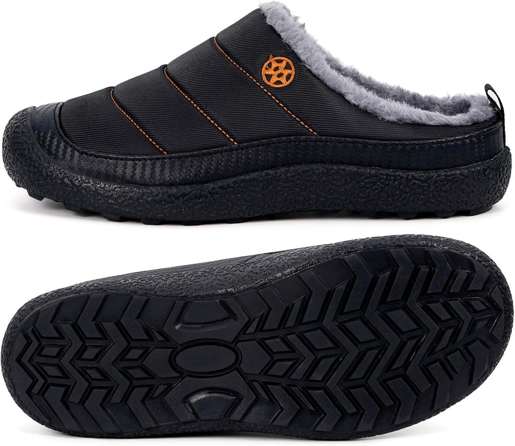 Womens Mens House Slippers Slip on Snow Winter Warm Fully Fur Lined Slippers Indoor Outdoor Shoes
