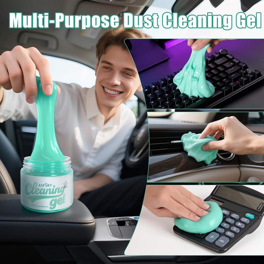 ASFSKY Car Cleaning Gel (Green,Magnolia) Cleaning Putty Universal Dust Cleaning Car Interior