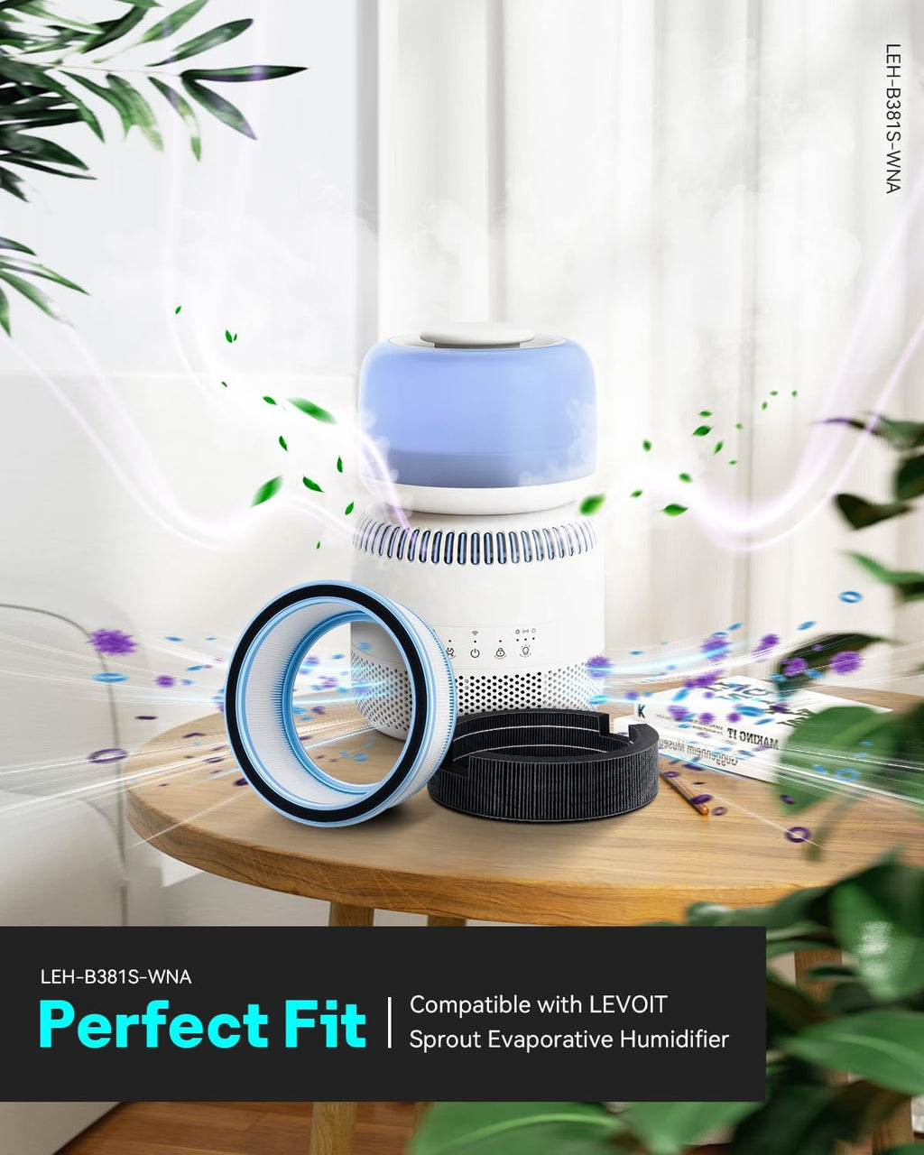 Leemone Replacement HEPA Filters & Wick Filters Compatible with LEVOIT Sprout Evaporative