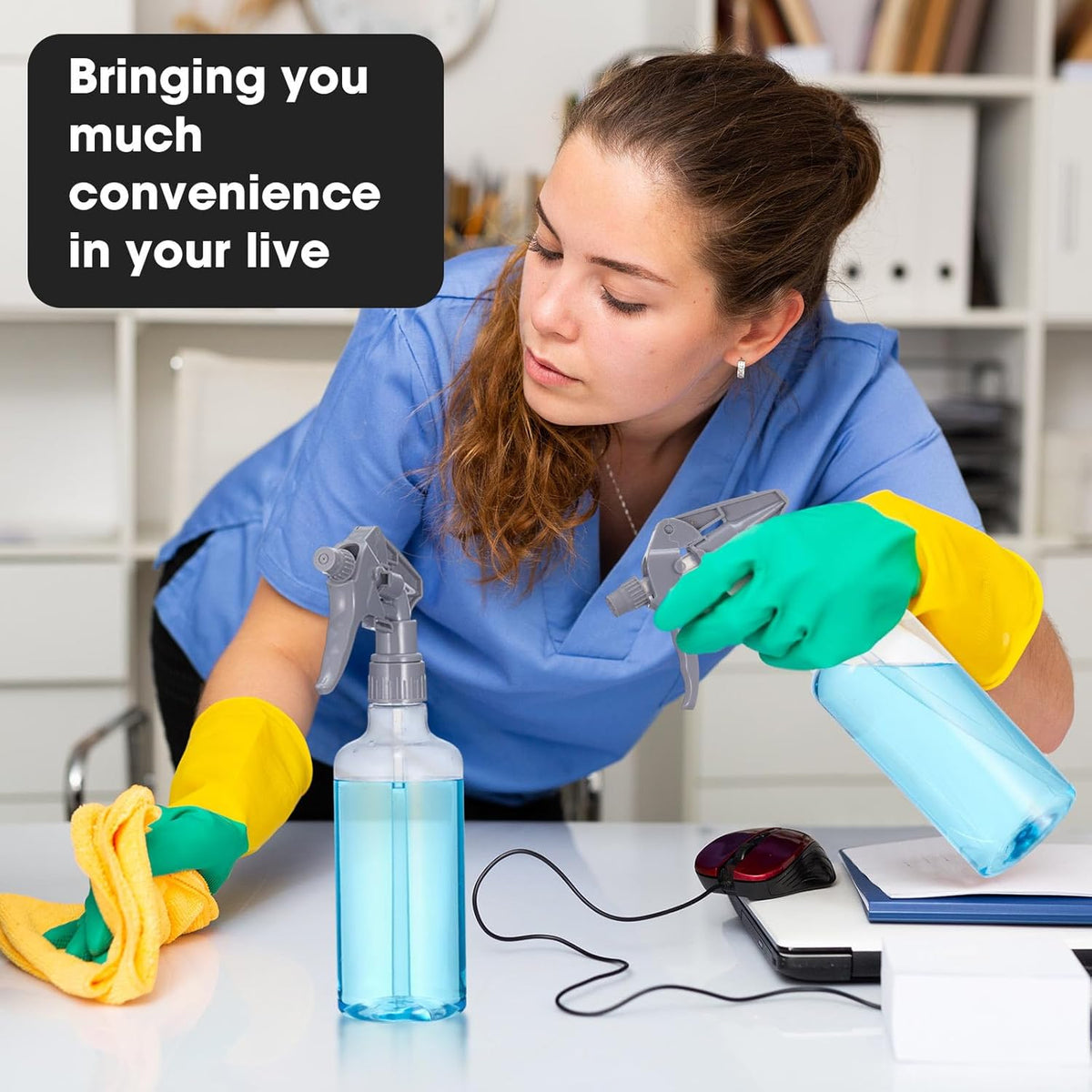 Eccliy 12 Pcs 16 Oz Plastic Spray Bottle, Adjustable Empty Reusable Sprayer for Cleaning, Planting