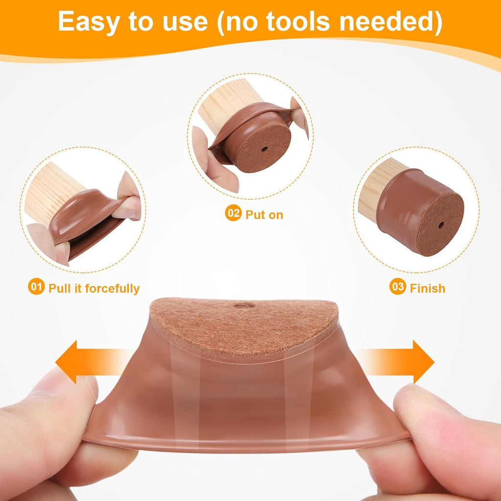CHUNZEXI 32 Pack Chair Leg Floor Protectors for Hardwood Floors, Silicone Felt Covers Pads Caps