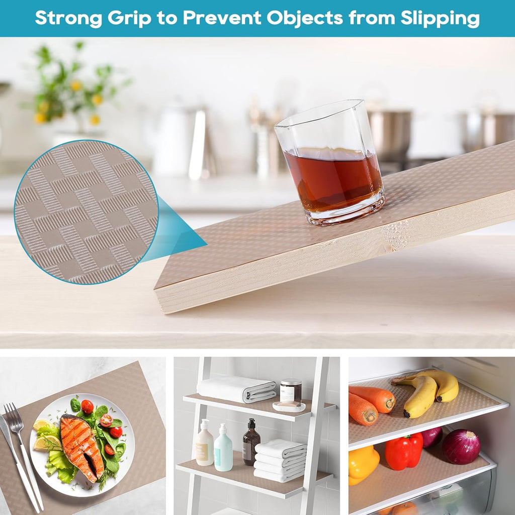 Shelf Liners for Kitchen Cabinets, Waterproof and Oil-Proof Kitchen Cupboard Liner, Refrigerator