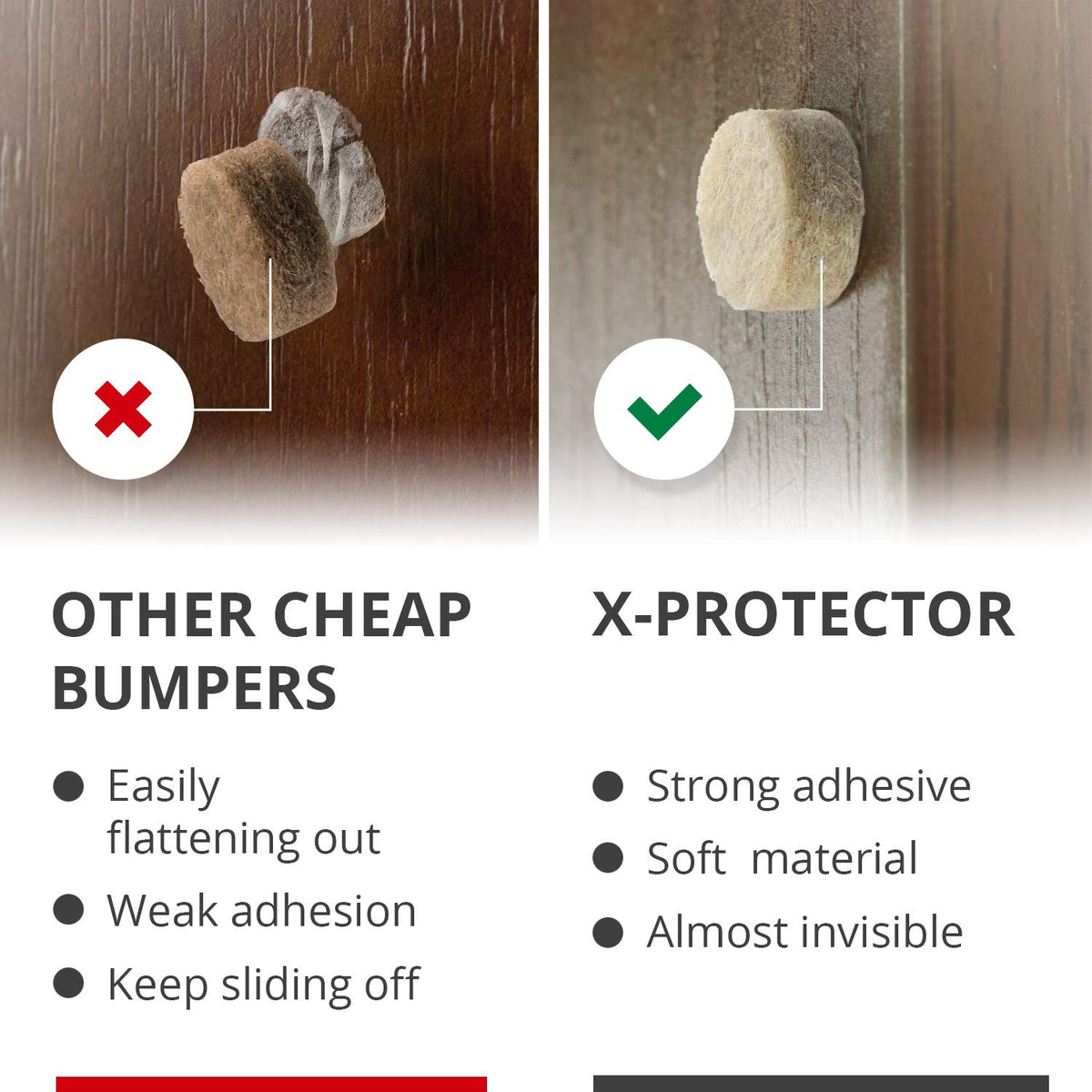 Cabinet Door Bumpers X-Protector 100 PCS – Small Felt Pads 3/8” – Ideal Beige Felt Bumpers
