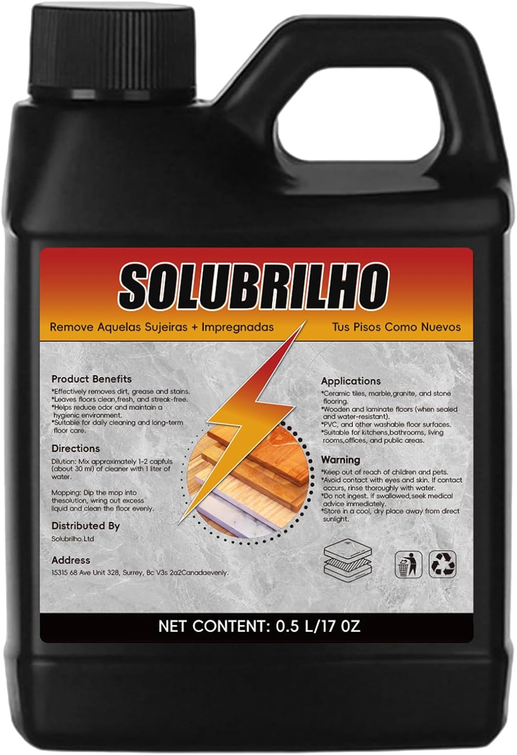 Tile Cleaner, Original Floor Cleaner Black Bottle, 0.5L Multipurpose Powerful Stain Removing