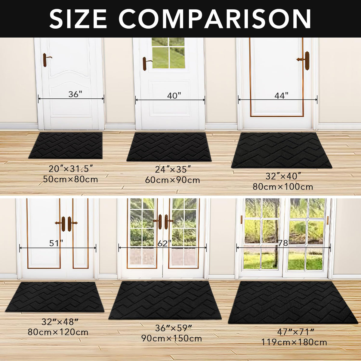 hicorfe Indoor Doormat,Front Back Door Mat Rubber Backing Non Slip Door Mats 20"x59" Absorbent