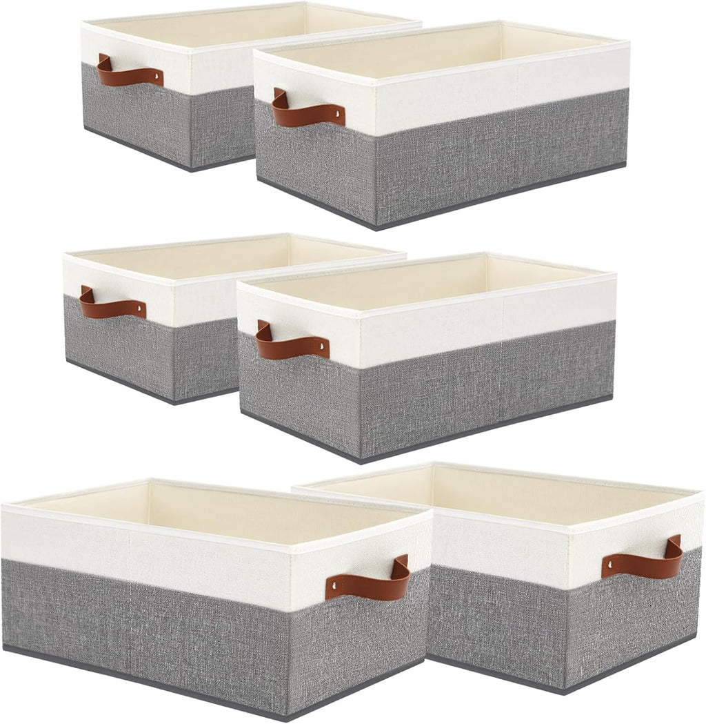 6 Pack Closet Storage Bins, Storage Baskets for Shelves, Linen Closet Organizers and Storage with