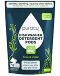 Puracy Dishwasher Pods, Natural Dishwasher Detergent, Free & Clear Dish tabs - Enzyme-Powered, Spot