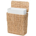 3 Gallon Wicker Trash Can,Small Bathroom Trash Can with Lid,Natural Water Hyacinth Wicker Waste