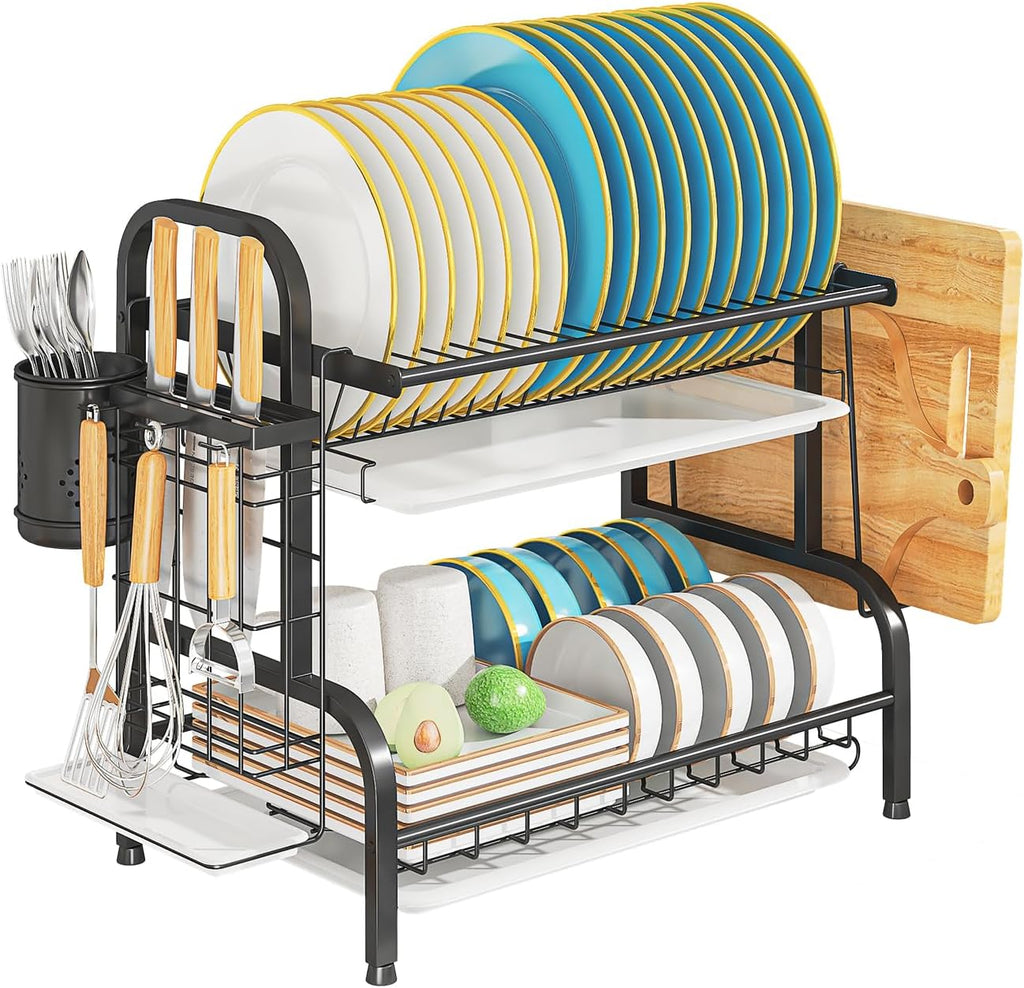 LEGUANG 2-Tier Stainless Steel Dish Drying Rack, Space-Saving Kitchen Organizer for in/Over