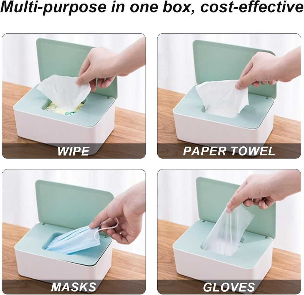 2Pcs Diaper Wipes Dispenser, Refillable Wipe Container, Wipe Container with Sealing Design Lid