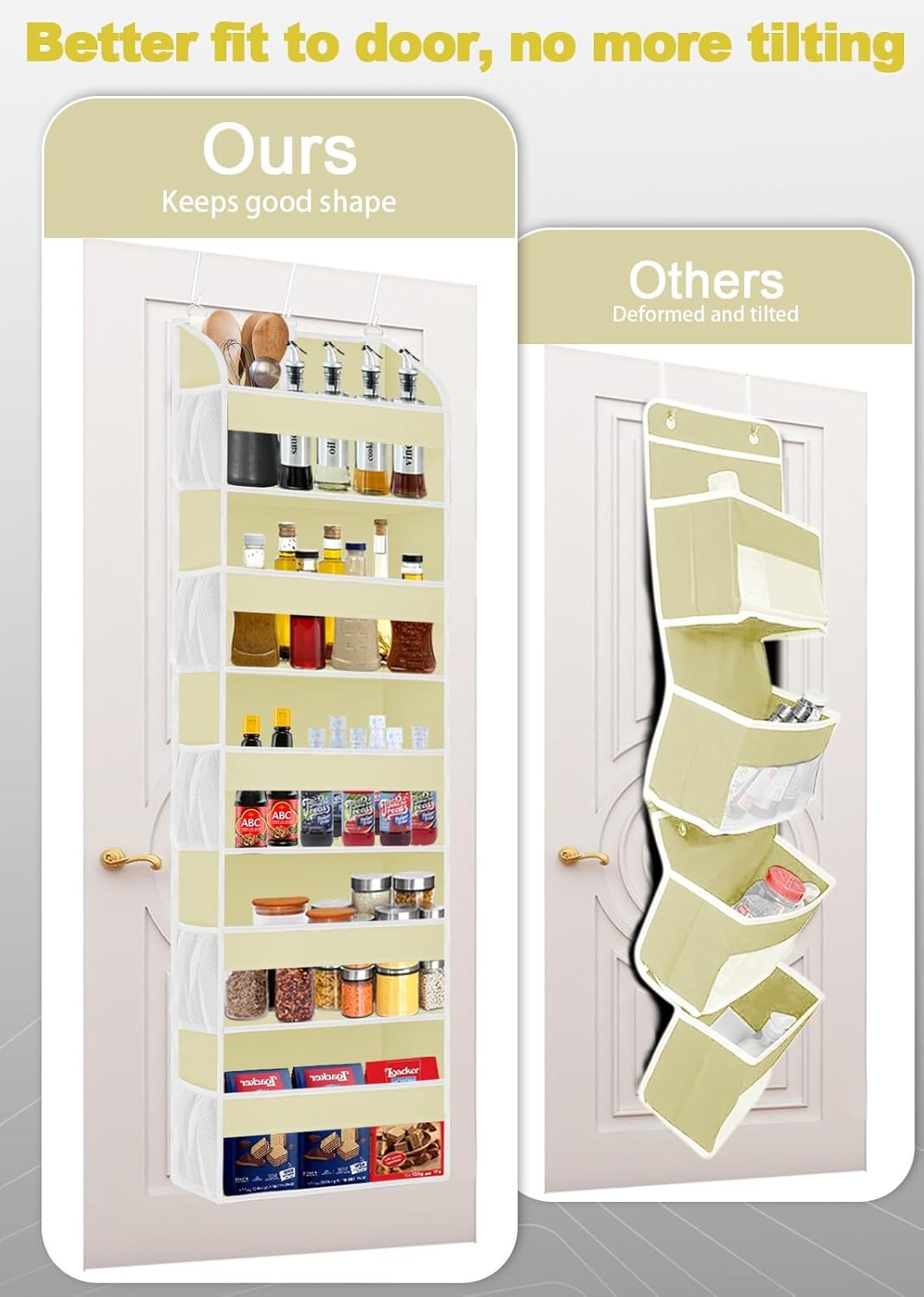 1 Pack Over The Door Storage Organizer with 5 Pockets 10 Mesh Pockets, 44 lbs Weight Capacity Door
