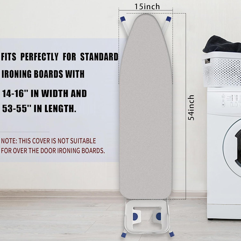 Ironing Board Cover and Pad 15x54 Inch Standard Ironing Board Cover with Elastic Edge and Hook and