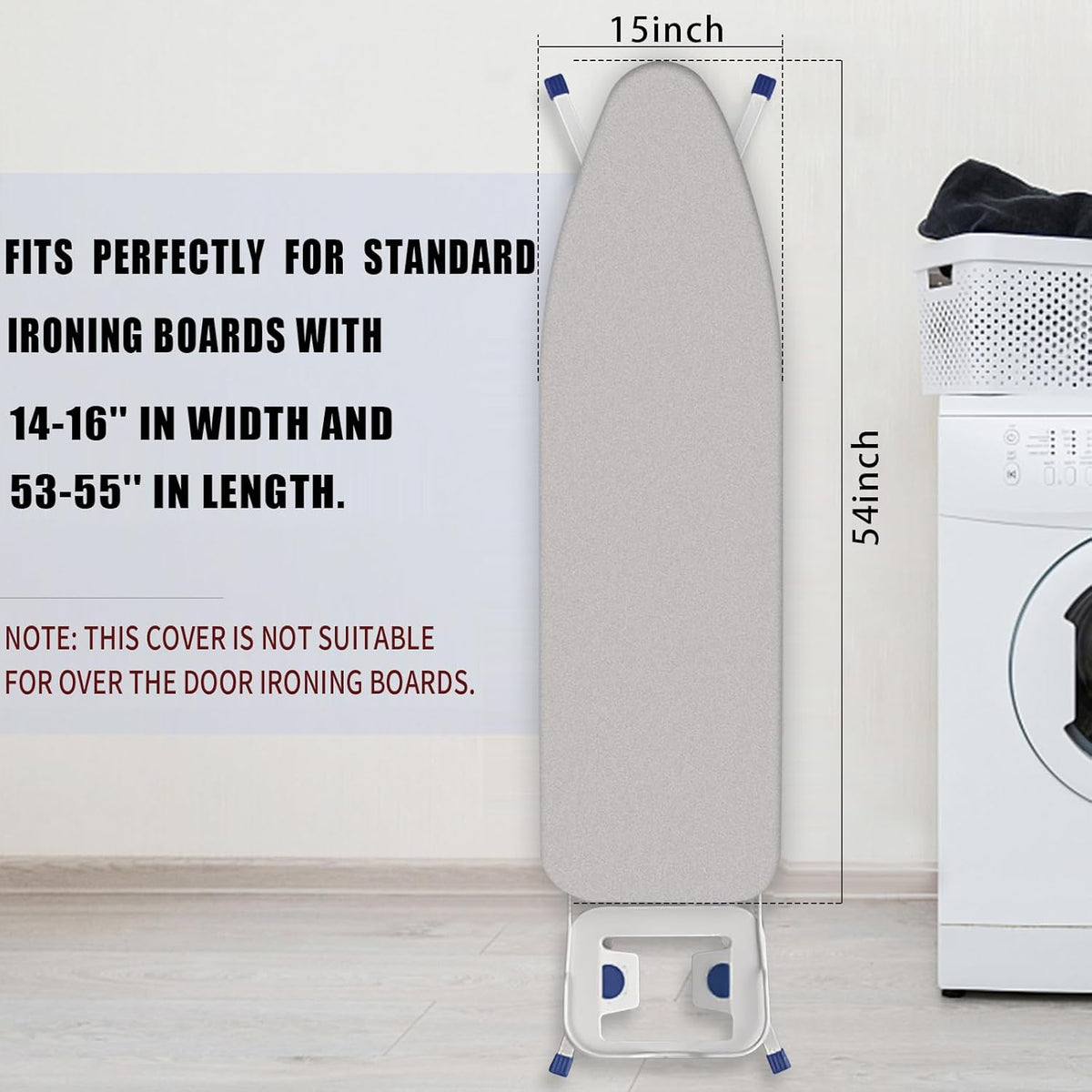 Ironing Board Cover and Pad 15x54 Inch Standard Ironing Board Cover with Elastic Edge and Hook and