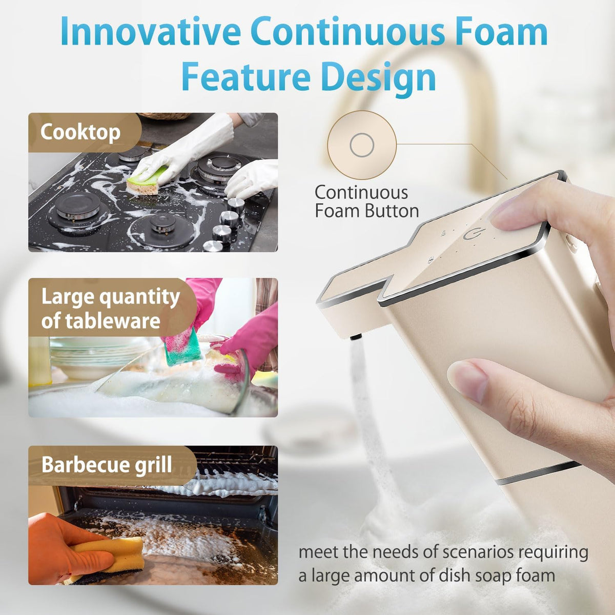Automatic Soap Dispenser Touchless Foaming Soap Dispenser 300ml/12.8oz Rechargeable, Wall Mounted 4