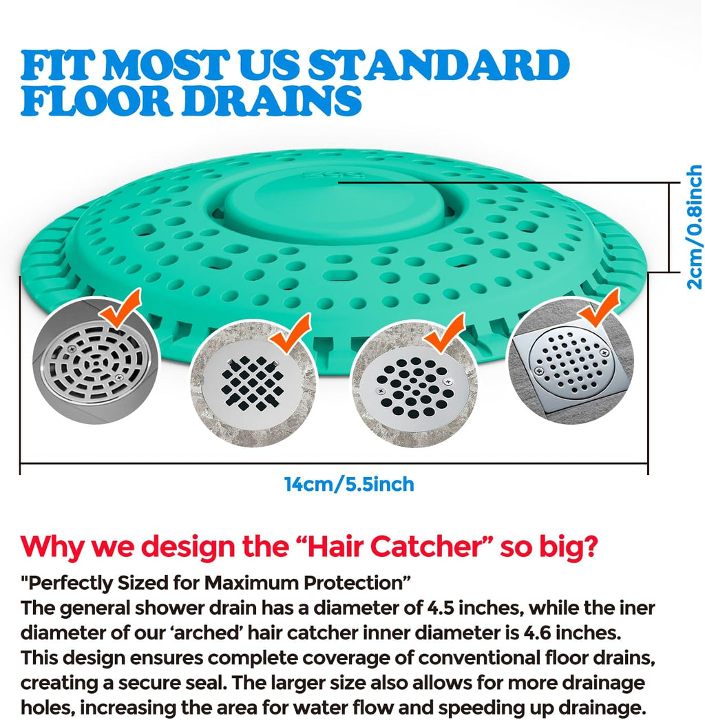zaa Shower Drain Hair Catcher, 2 Pack Premium Silicone Drain Protector & Shower Drain Cover for