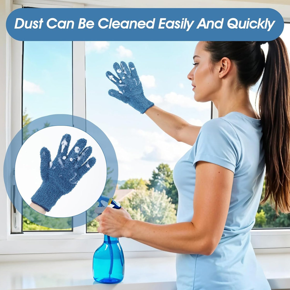 Plant Dusting Gloves, Microfiber Dusters for Cleaning Kitchen Indoor Mitt for House Use Desk Window