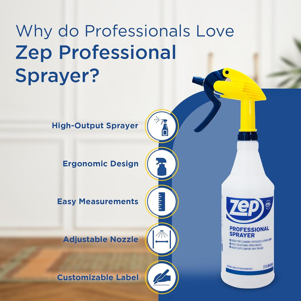 Zep Professional Sprayer Bottle - 32 oz (Case of 9) - HDPRO9 - Versatile Adjustable Nozzle Spray