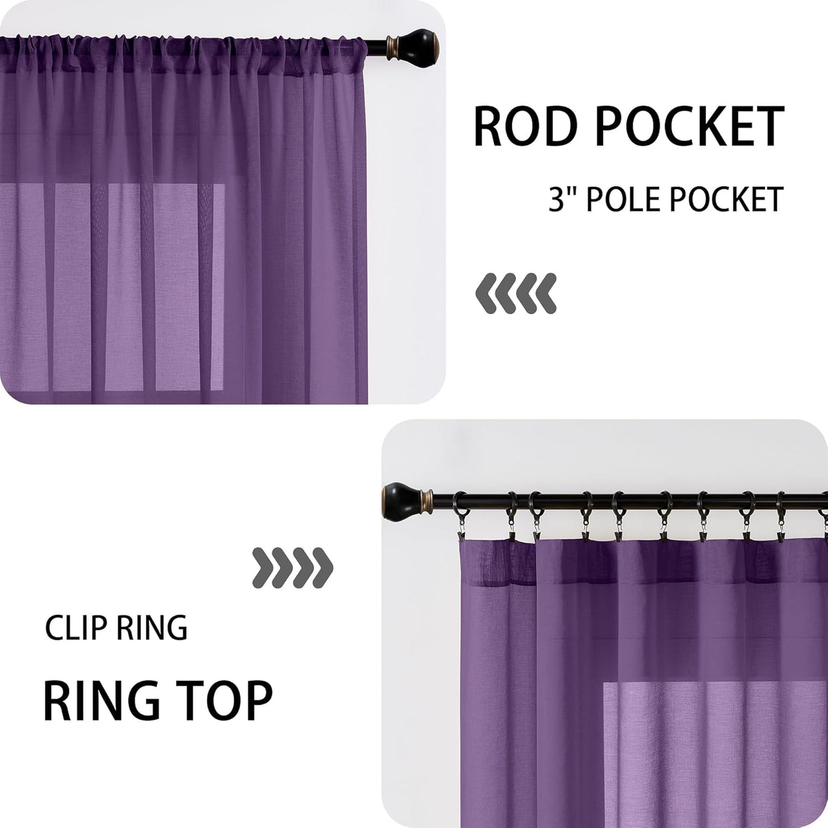 Tollpiz Sheer Door Curtains Closet Linen Textured Curtains Sheer Doorway Light Filtering Voile Rod