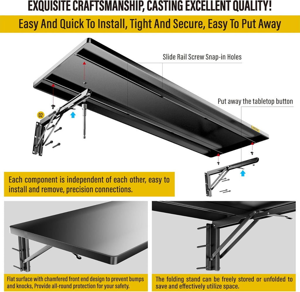 1.3x4ft Adjustable Rail Type Folding Storage Rack Shelf, Suitable for Garage, Storage Room