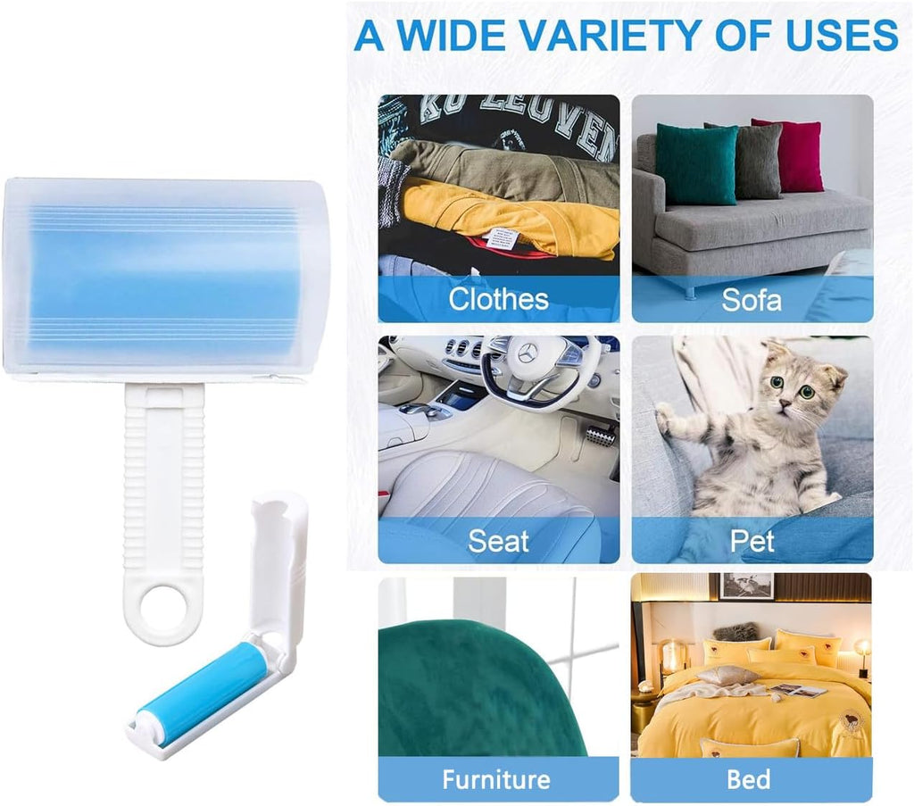 Reusable Portable Lint Roller 2 Pack, Washable Sticky Lint Roller Travel Pet Hair Remover Brush