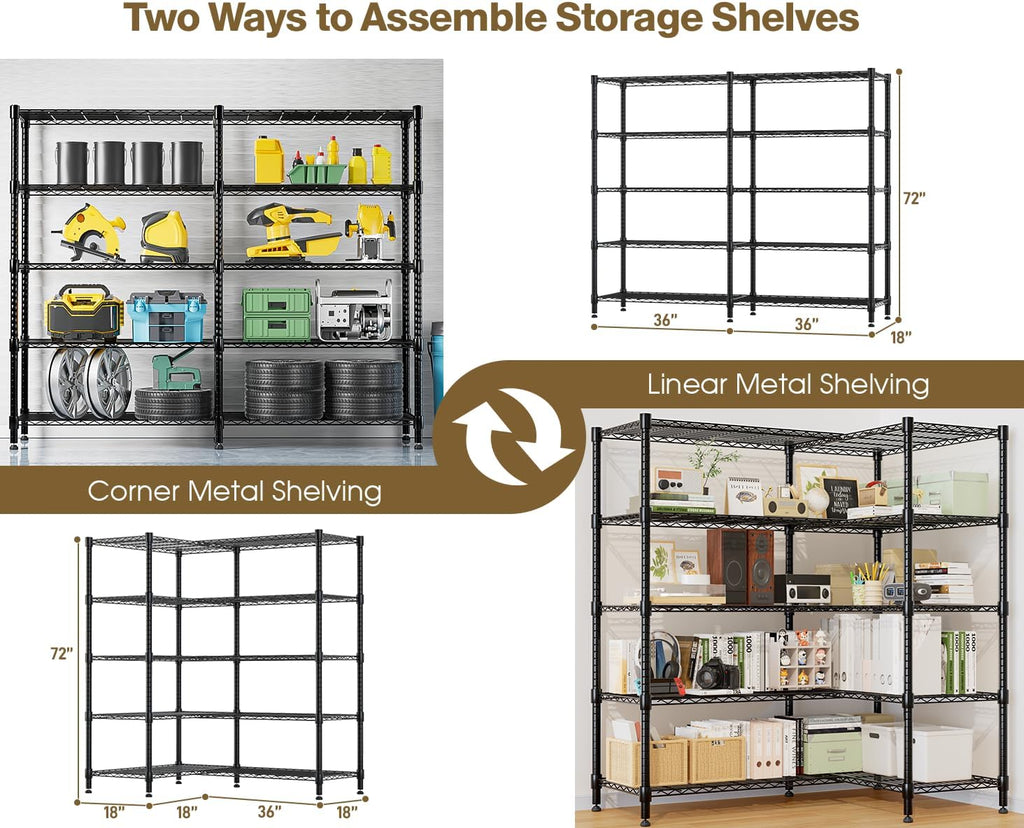 Himimi 72" W Wire Rack Shelving-2000LBS Capacity, Adjustable Storage Shelves Metal Shelves for