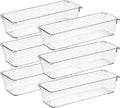 Ravinte 6 Pack Drawer Organizer - 3" X 9" Plastic Storage Bins, Acrylic Organizers with Non-Slip