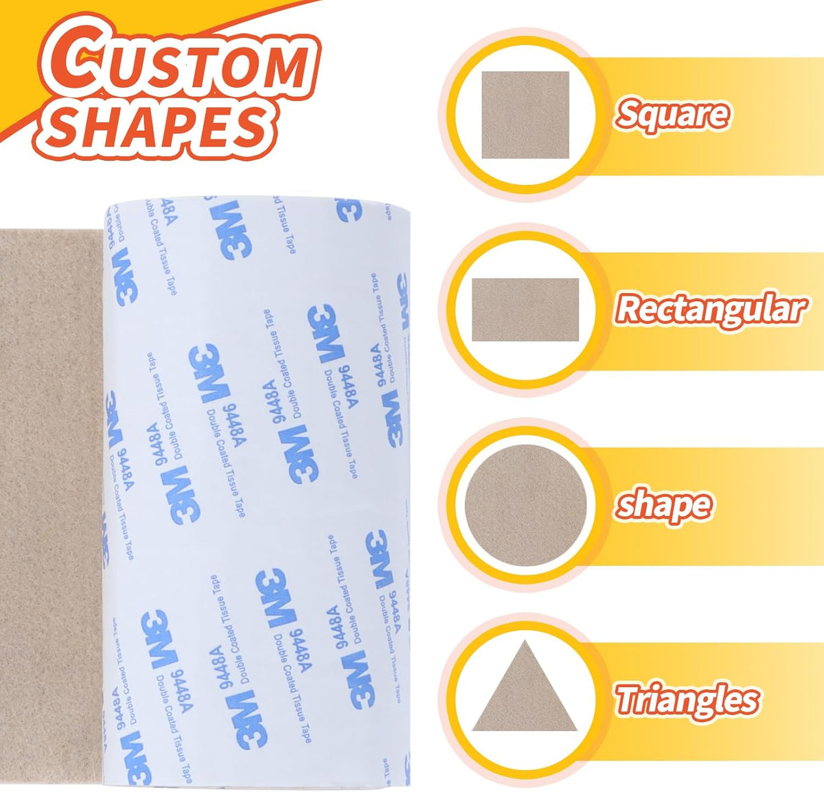 Felt Furniture Pads, Non Slip Self Adhesive Cuttable Felt Tape White Heavy Duty Felts Strip Roll