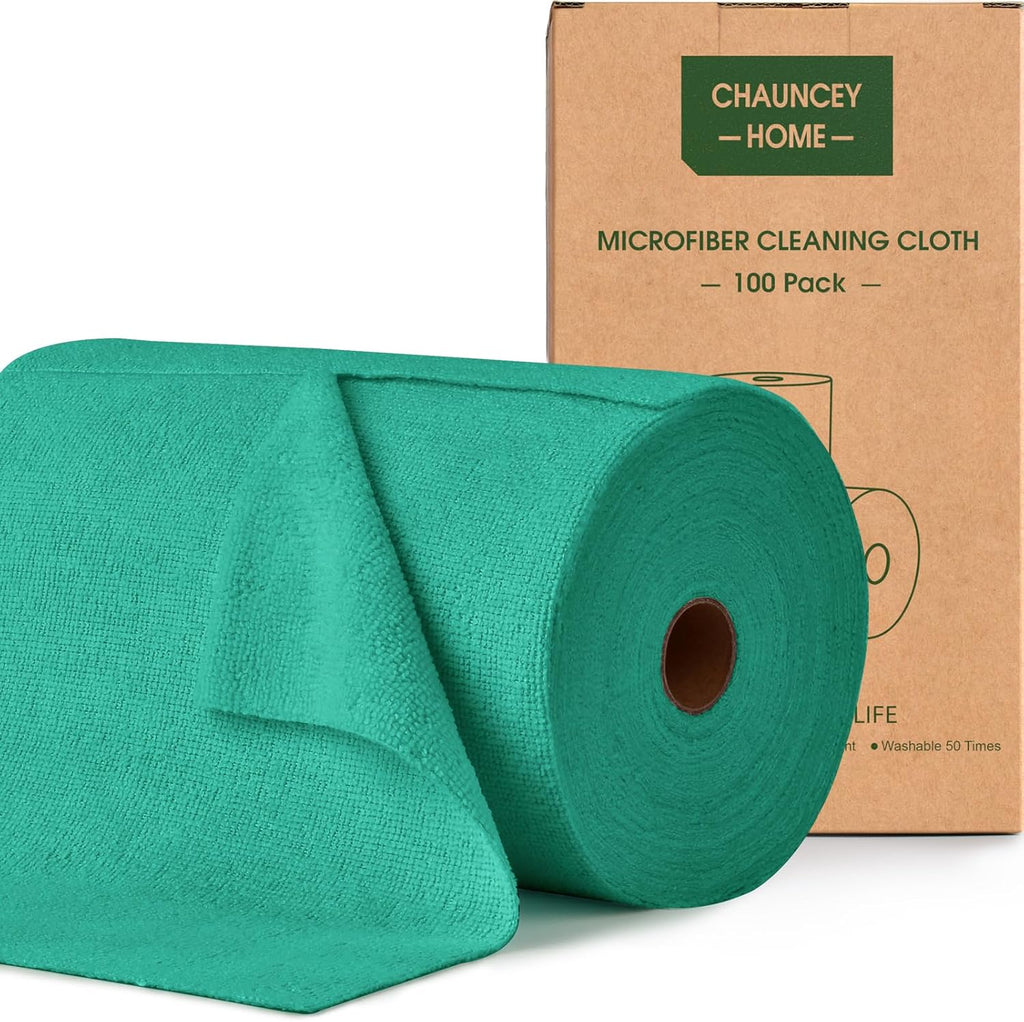 Roll of Microfiber Cleaning Cloth –100 Pack, Tear Away Microfiber Towels, Reusable, Washable