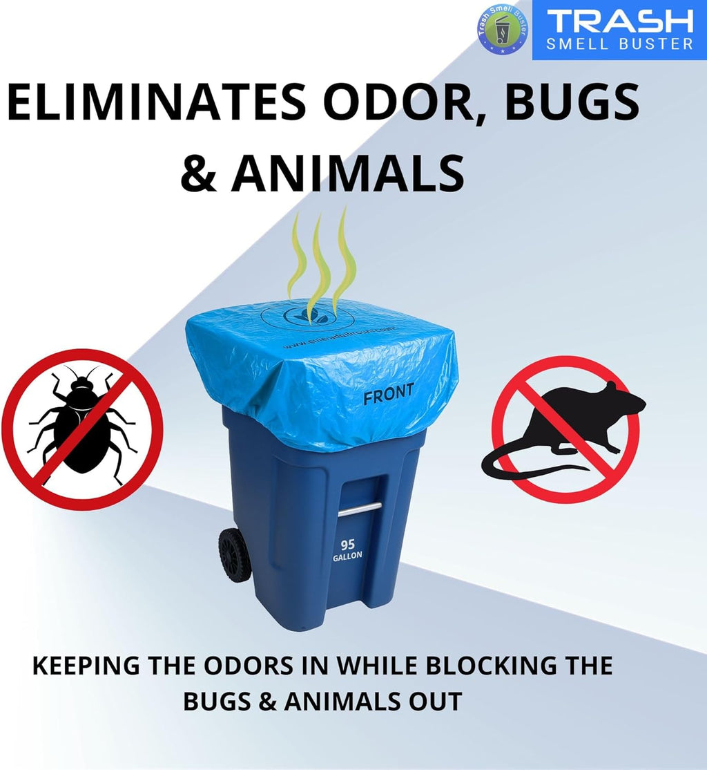 Trash Can Cover Biodegradable Odor Eliminating Bag with Elastic Rubber Band Lemon Scented Durable
