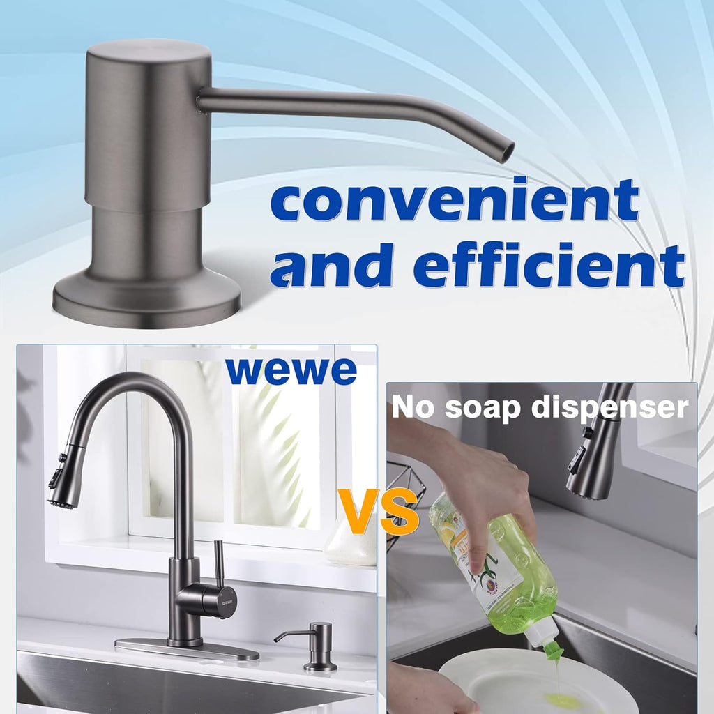 WEWE in Counter Soap Dispenser for Sink, Kitchen Faucet Soap Dispenser Kitchen Sink Matte Gray