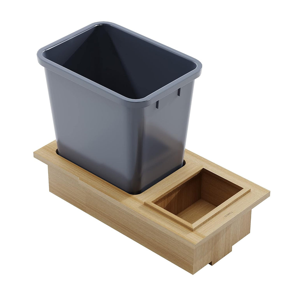Dowell B15 Wood Base Wastebasket Pullout with 20Qt Plastic Bin (4006 0115)