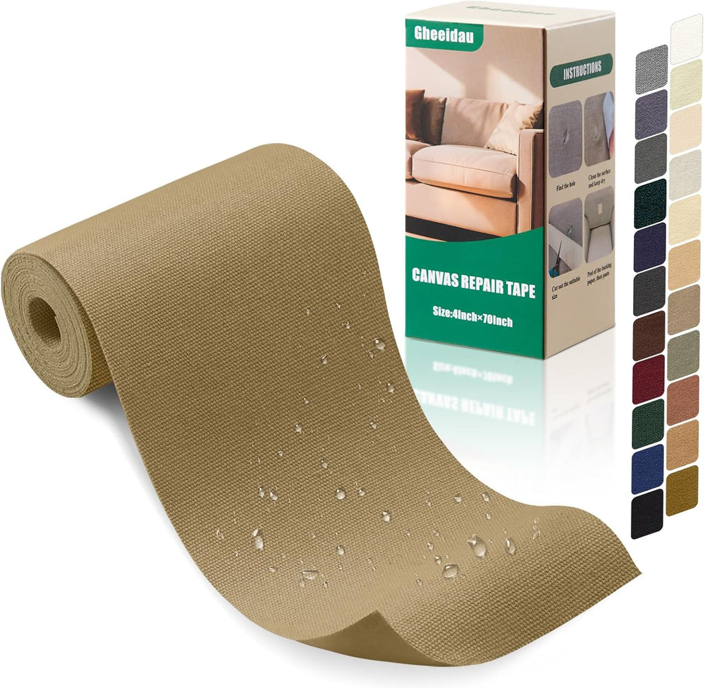 Canvas Repair Tape 4×70 Inch Waterproof Self-Adhesive Fabric Repair Patch for Repairing Boat