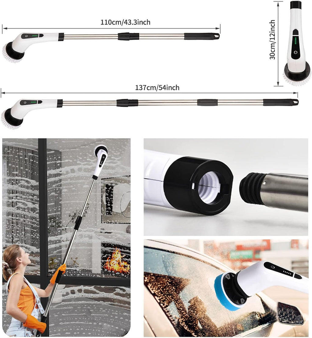 Electric Spin Scrubber, FARI Shower Cleaning Brush with 8 Replaceable Drill Brush Heads, Cordless