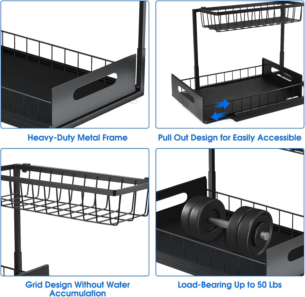 Under Sink Organizer, 2 Tier Under Sink Organizers and Storage Multi-Purpose Under Sink Storage for