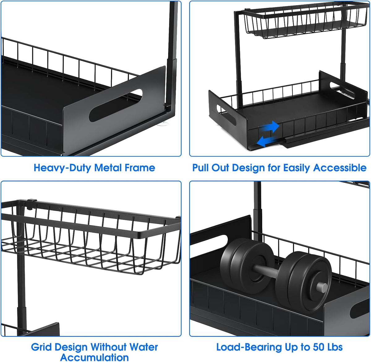 Under Sink Organizer, 2 Tier Under Sink Organizers and Storage Multi-Purpose Under Sink Storage for