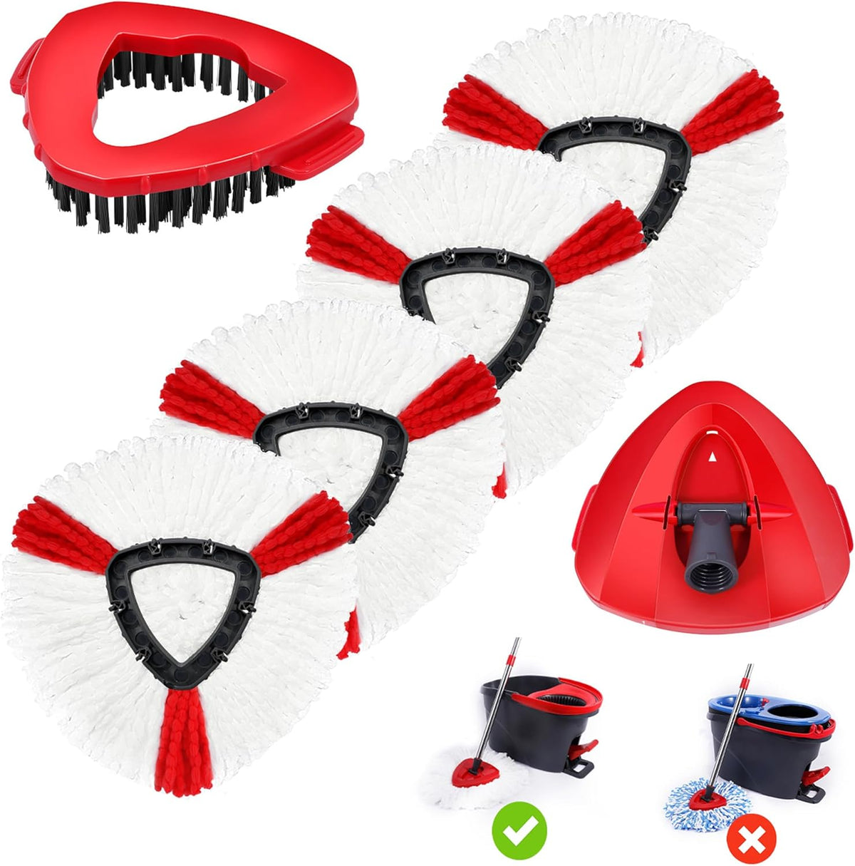 4 Pack Spin Mop Replacements Head Compatible for EasyWring 1-Tank System,Microfiber Spin Mop