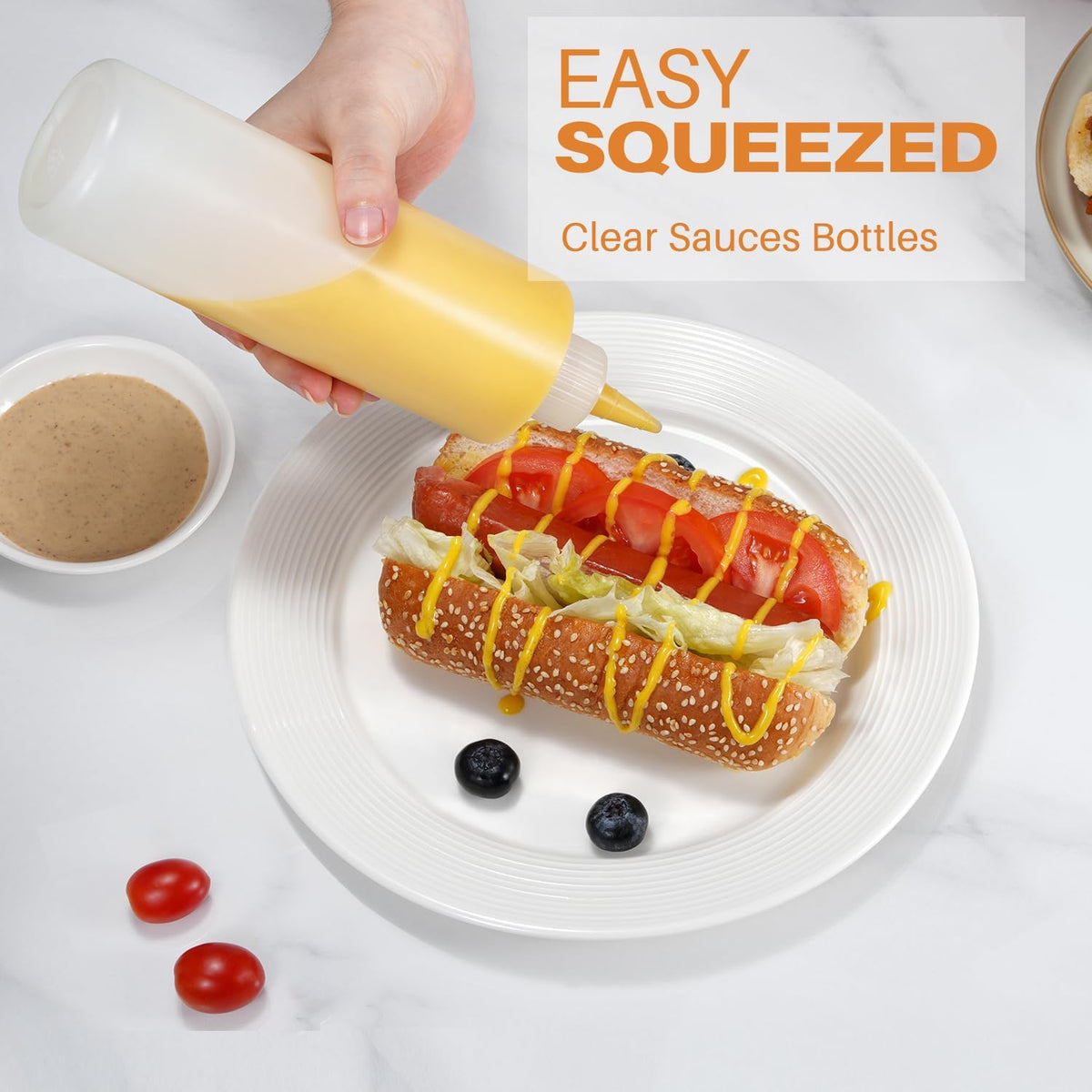 Squeeze Bottles, 16oz Plastic Condiment Squeeze Bottles with Labels & Funnels & Brusher for Liquids