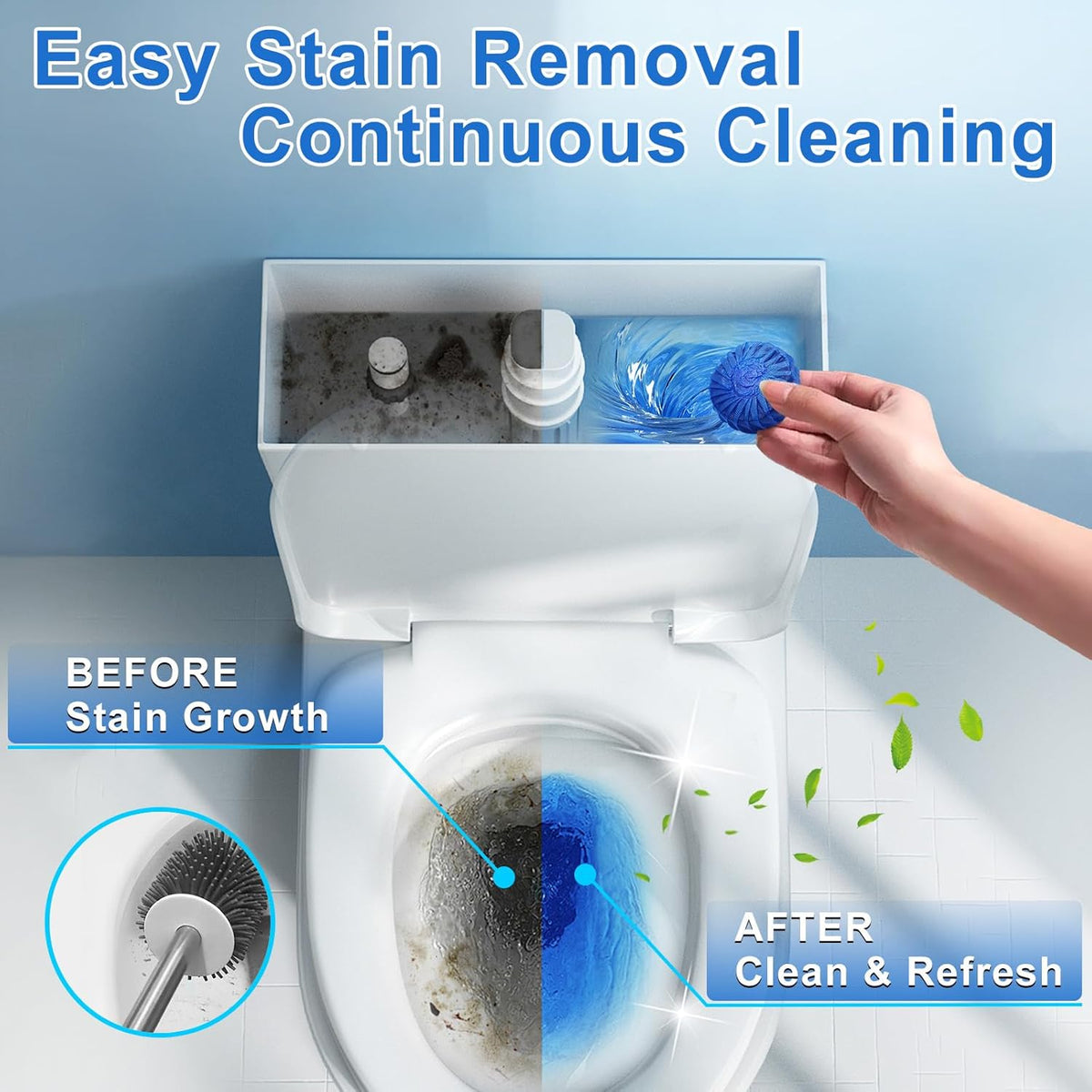 Toilet Bowl Cleaner Tablets 40 Pcs, Septic Safe Automatic Toilet Tank Cleaner with