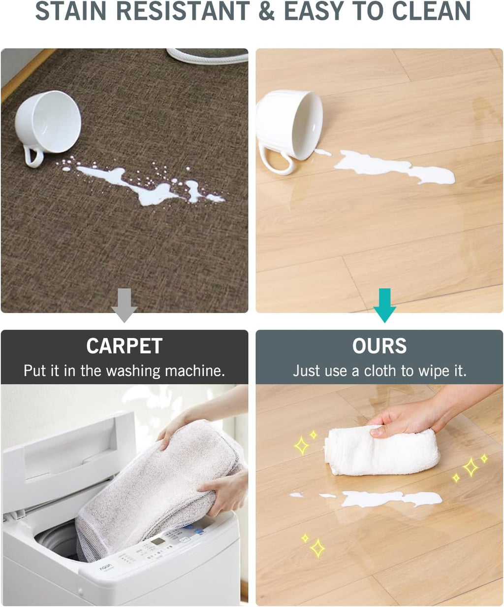 Area Mat for Hard Floors, 5'×7' Transparent PVC Area Rug for Home, Waterproof Durable Protector for