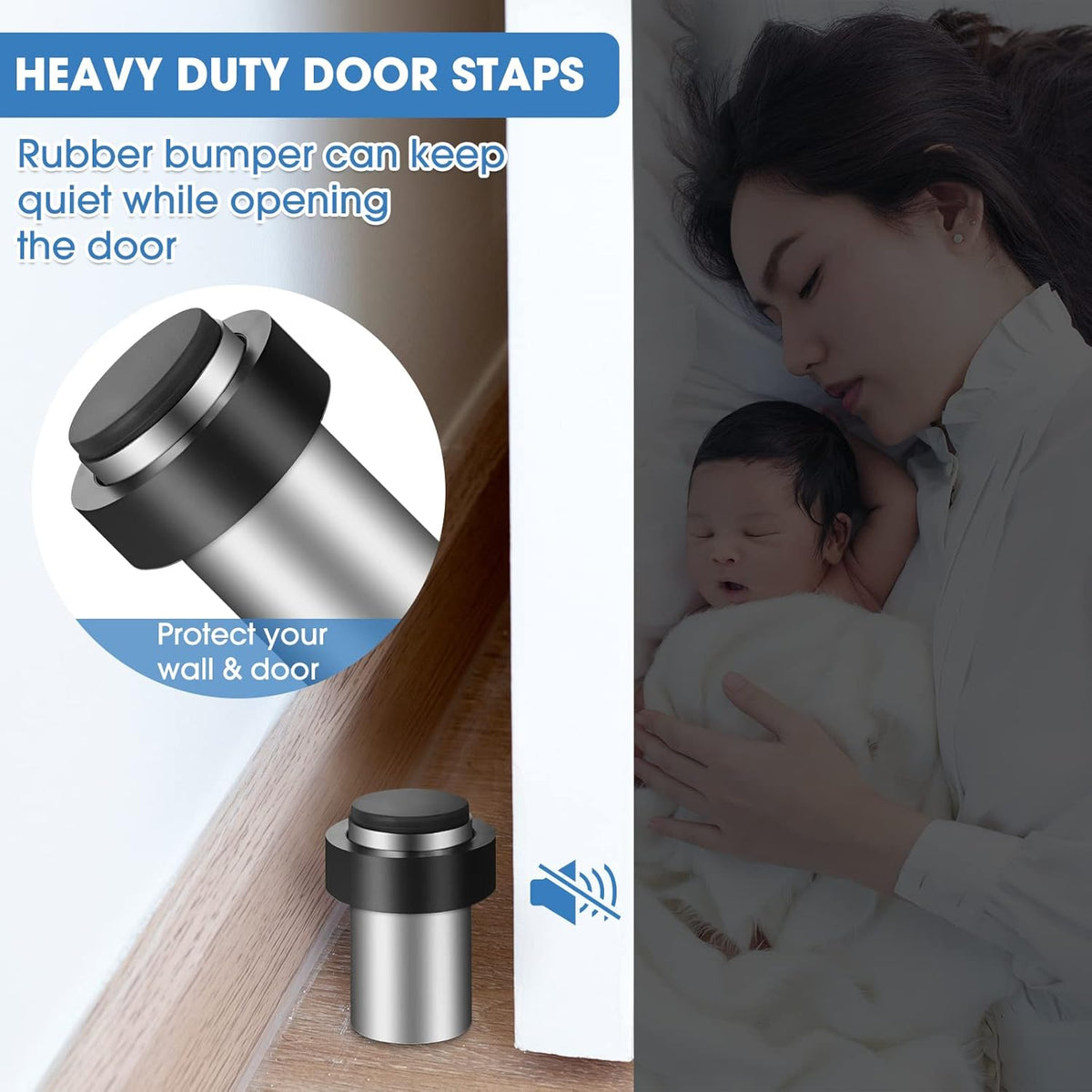 Chumia 20 Pcs Door Stopper Mounted Floor Stops Stainless Steel Cylindrical Stopper Modern