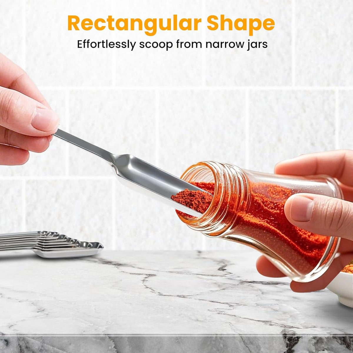 Stainless Steel Measuring Spoons Set of 11, Includes 6 Rectangular Measuring Spoons and 5 Tiny