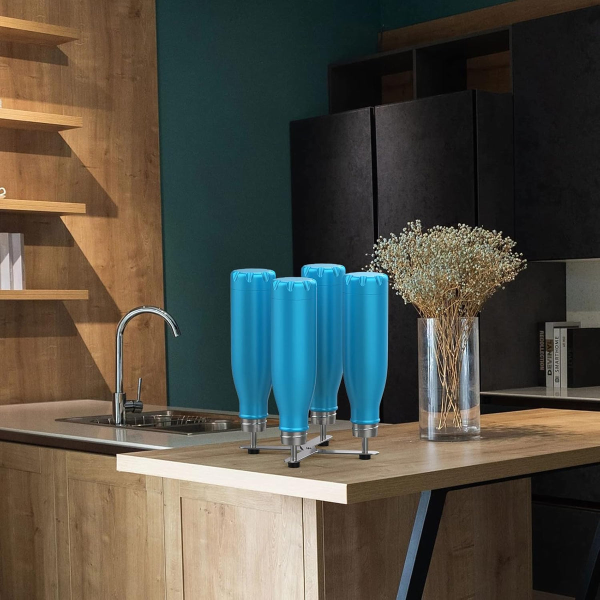 Plastic Bag & Bottle Drying Rack, Multifunctional Wine Decanter Holder, Collapsible Countertop Stand