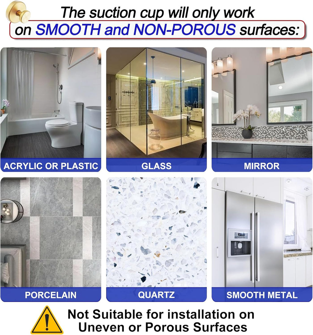 Suction Cup Hooks for Shower, Removable Towel Hooks for Bathroom Window Glass Door Wall, Bath Robe