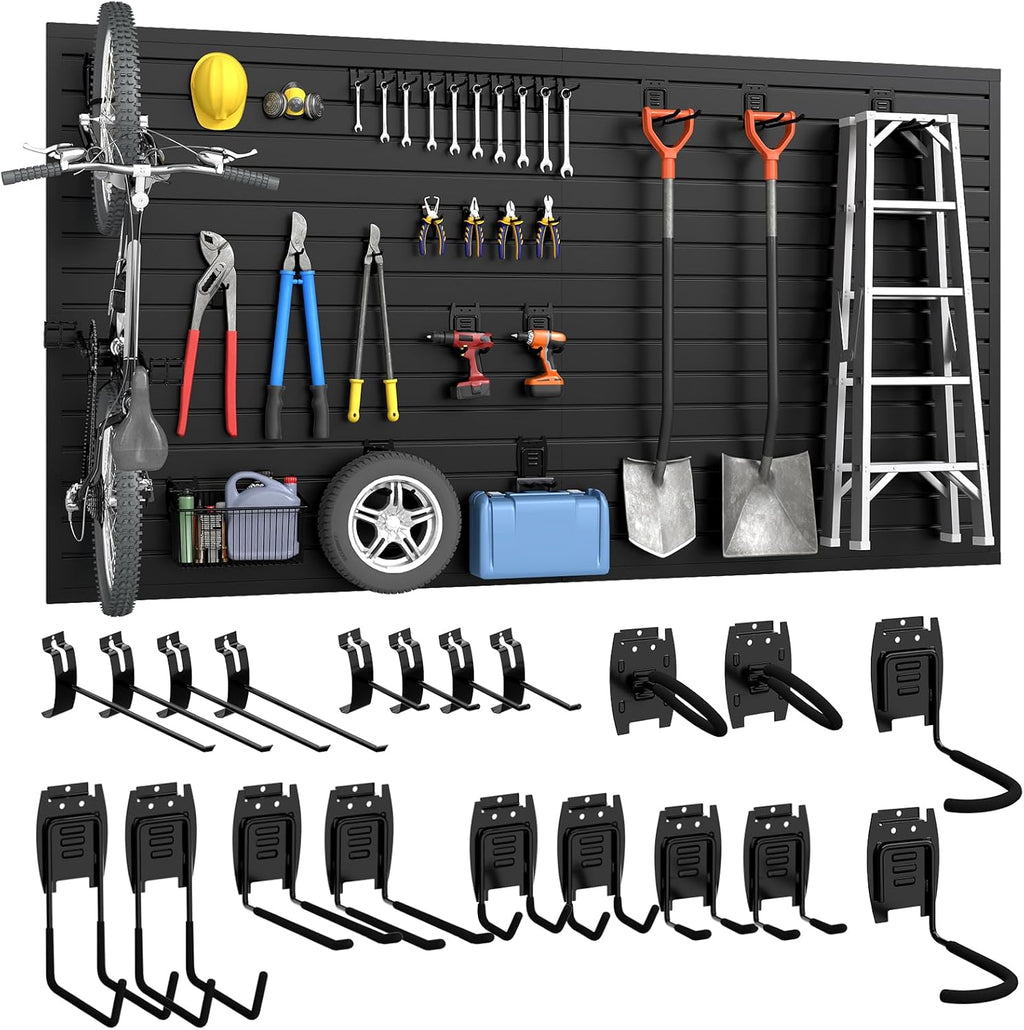 DoCred Slatwall Paneling Organizer, 4x7.5 FT PVC Garage Slat Wall Storage Systems, Heavy Duty