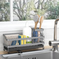 Kitchen Sink Caddy Organizer, Sponge Holder with High Brush Holder, Rustproof and Strong, anti