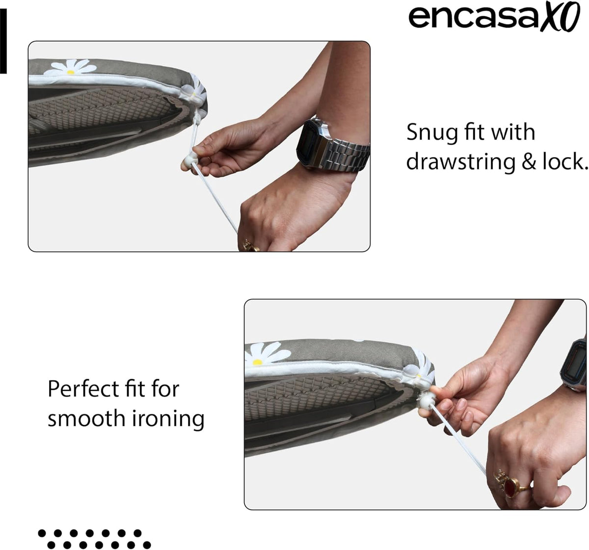 Encasa Ironing Board Covers (44 x 13.5 inch) Drawstring Tightening with Thick 3 mm Felt Padding