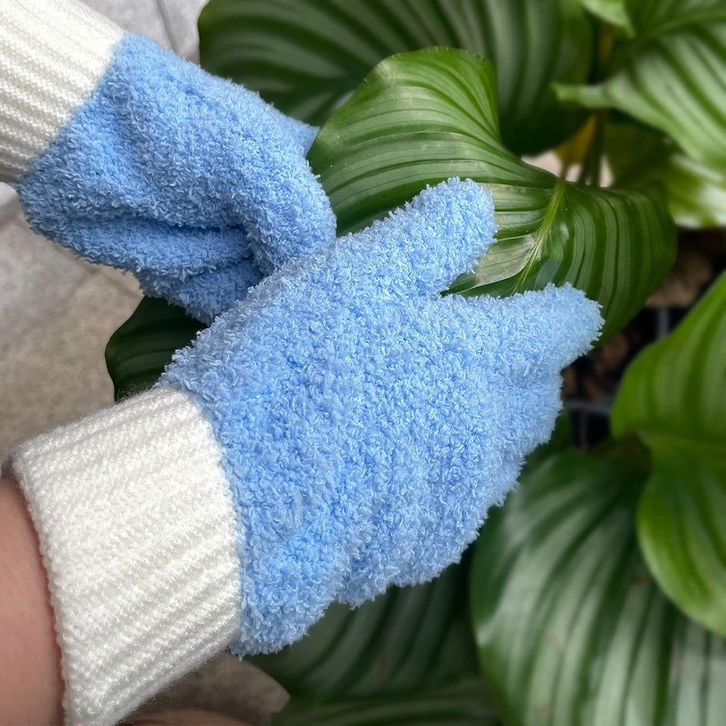 MIG4U 3 Pairs Microfiber Dusting Gloves, House Cleaning Glove for Blinds, Plants, Windows