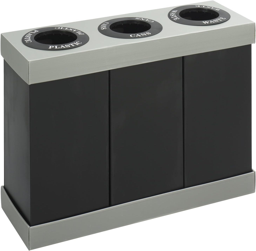 Safco Trash Can Recycle Bin Combo, 28 Gallon Each (3 Bin), At Your Disposal Recycling Center